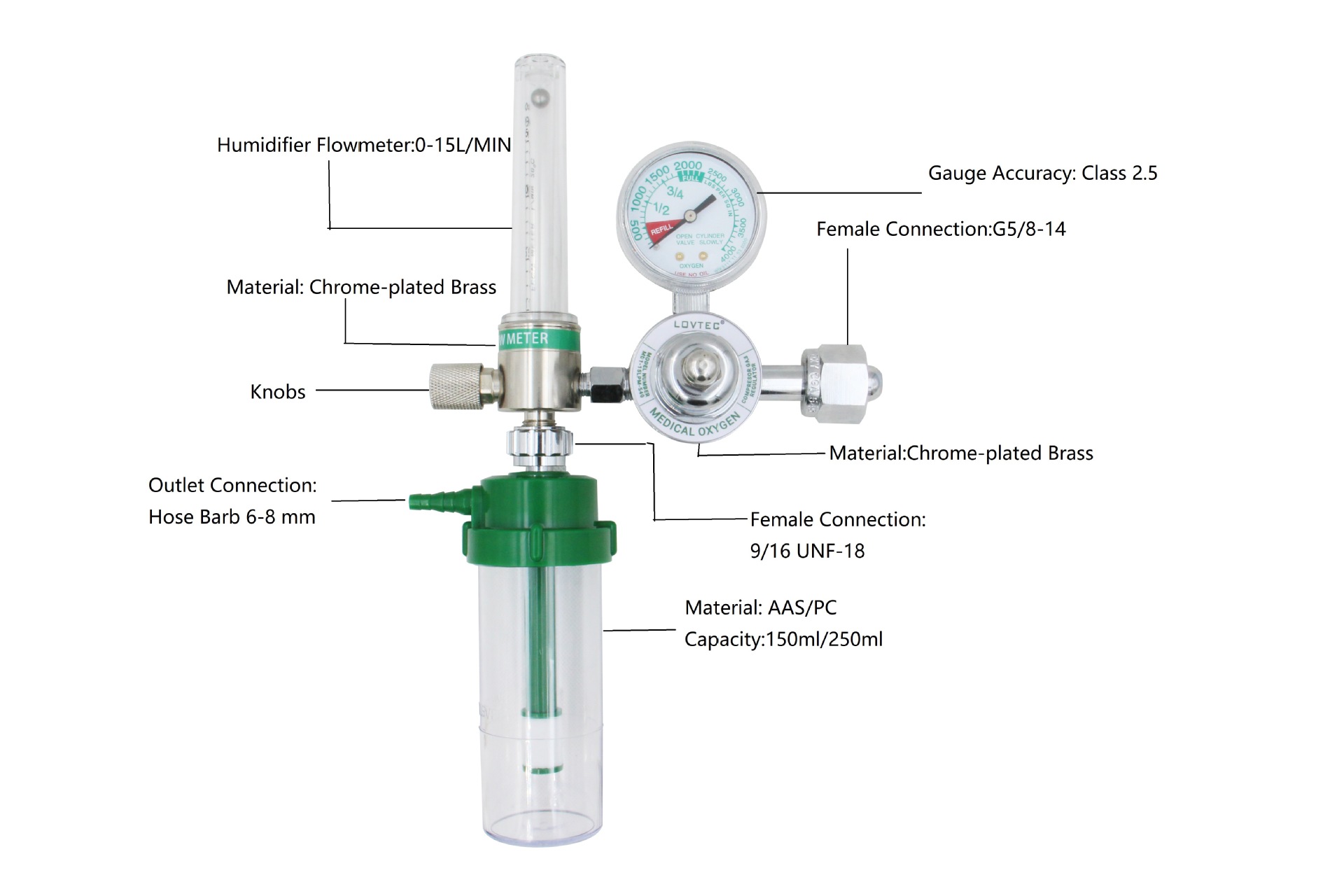 Hospital oxygen inhaler oxygen cylinder flow meter oxygen suction equipment