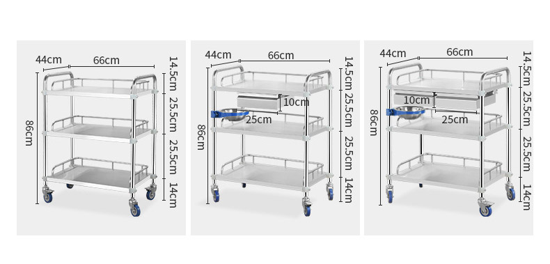 Hospital thickened stainless steel treatment surgery trolley