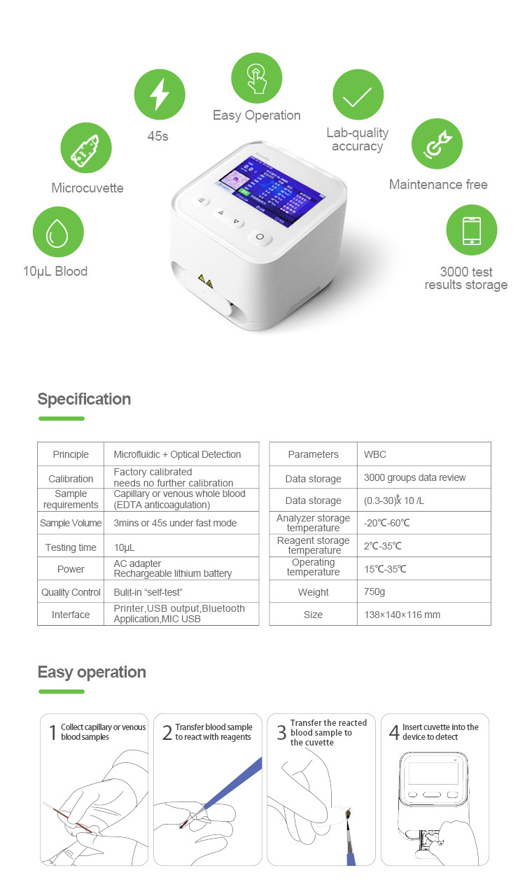 Supply white blood cell analyzer clinic hospital wholesale medical equipment