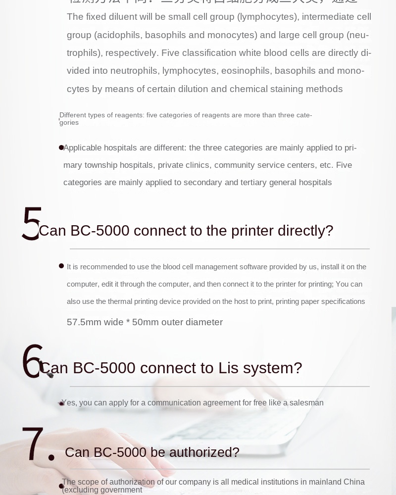 Automatic Blood Analyzer 5-category blood cell blood routine blood cell testing