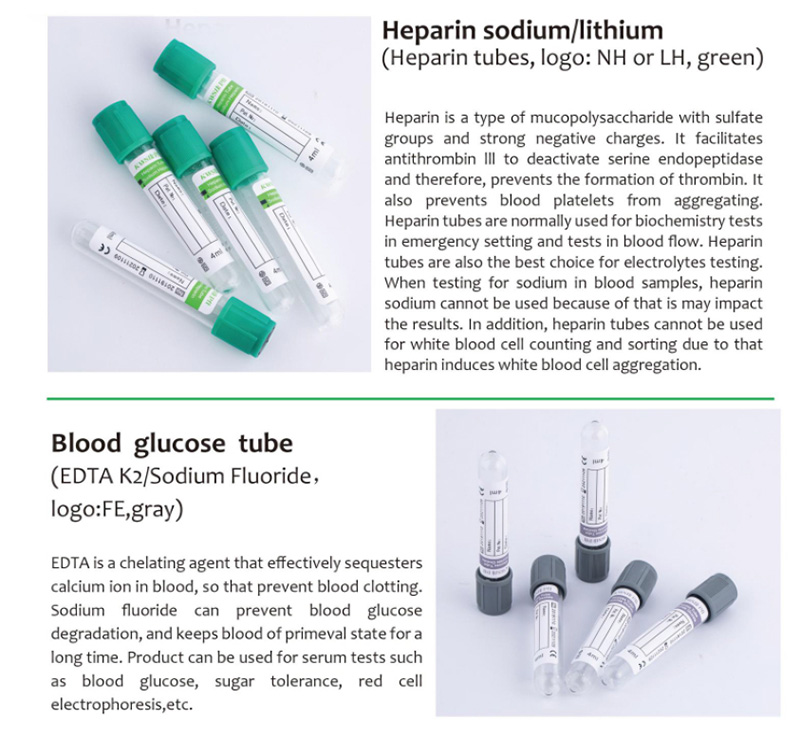 Medical sodium heparin lithium heparin anticoagulant tube 5ml glass tube