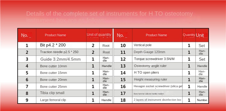 Orthopedic instruments medical high tibial plateau HTO osteotomy kit