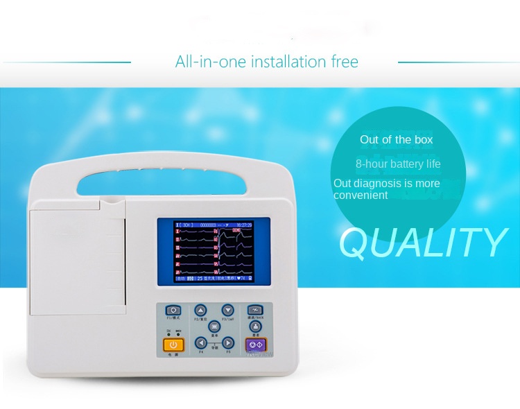 Electrocardiograph ECG three-channel twelve 12-lead automatic analysis detector