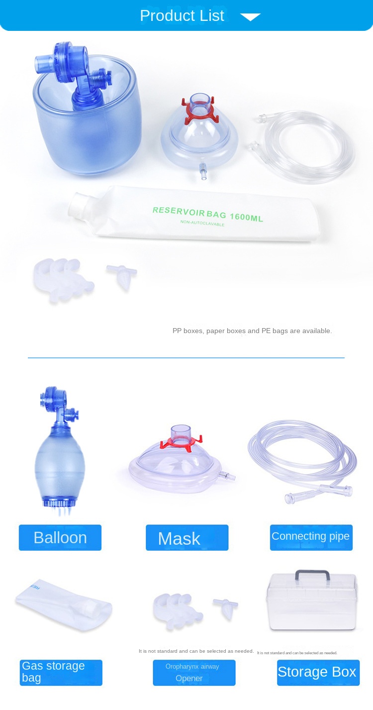 PVC disposable simple respirator CPR training first aid manual resuscitator Manufacturer