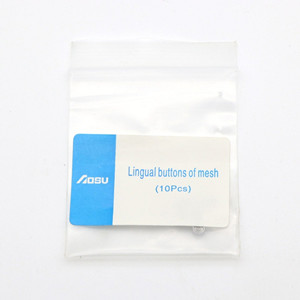 Dental orthodontic metal bracket mesh bottom tongue side buckle