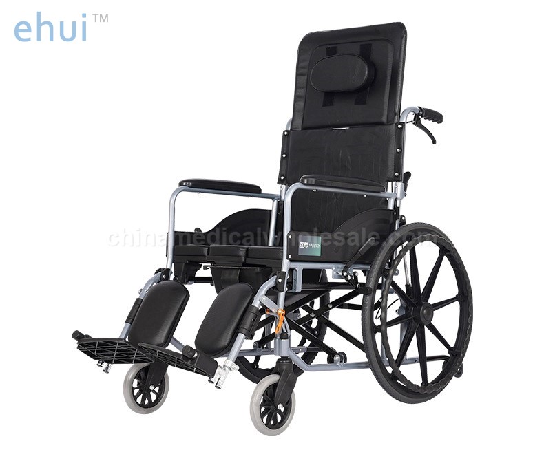 Manual wheelchair aluminum alloy frame elderly light folding full lying with toilet scooter