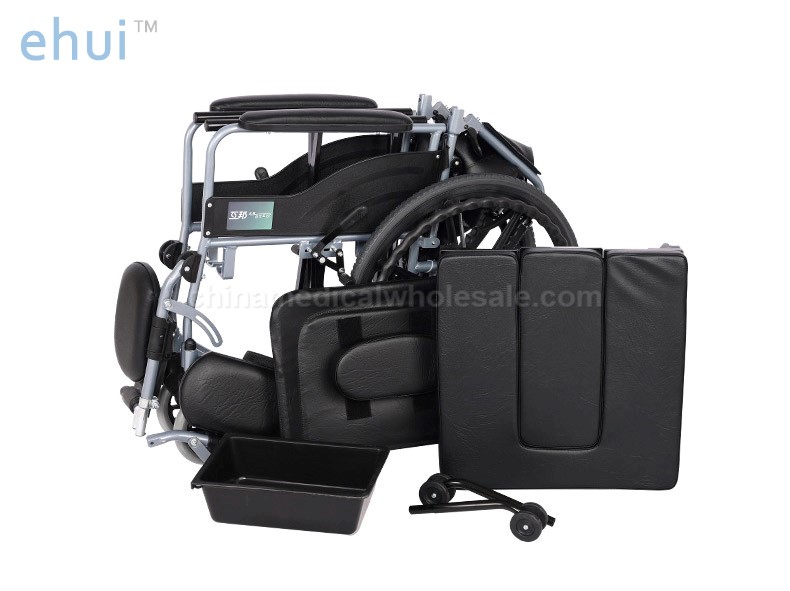 Manual wheelchair aluminum alloy frame elderly light folding full lying with toilet scooter