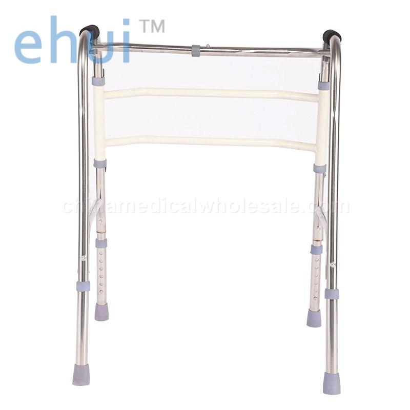 Stainless steel walking aid with straight folding belt and wheel seat