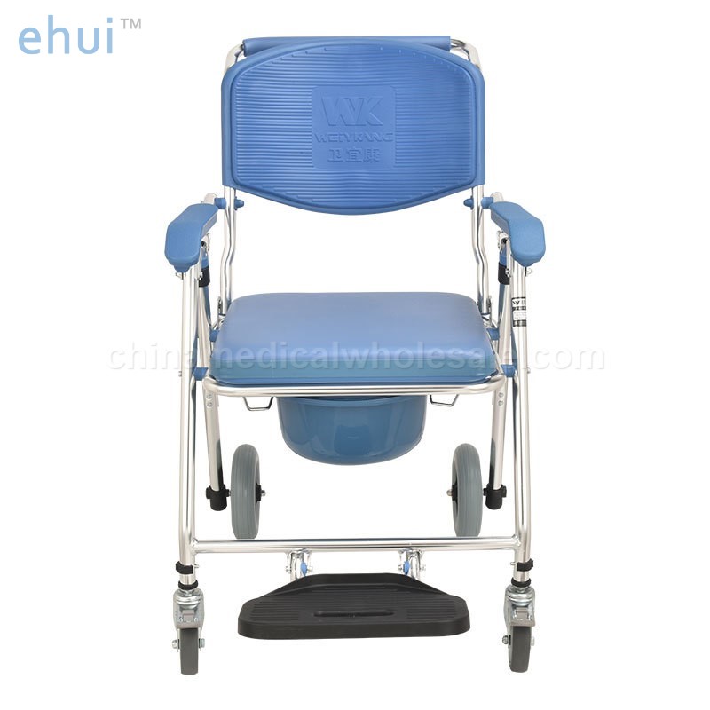 Aluminum alloy belt wheel folding mobile bath chair