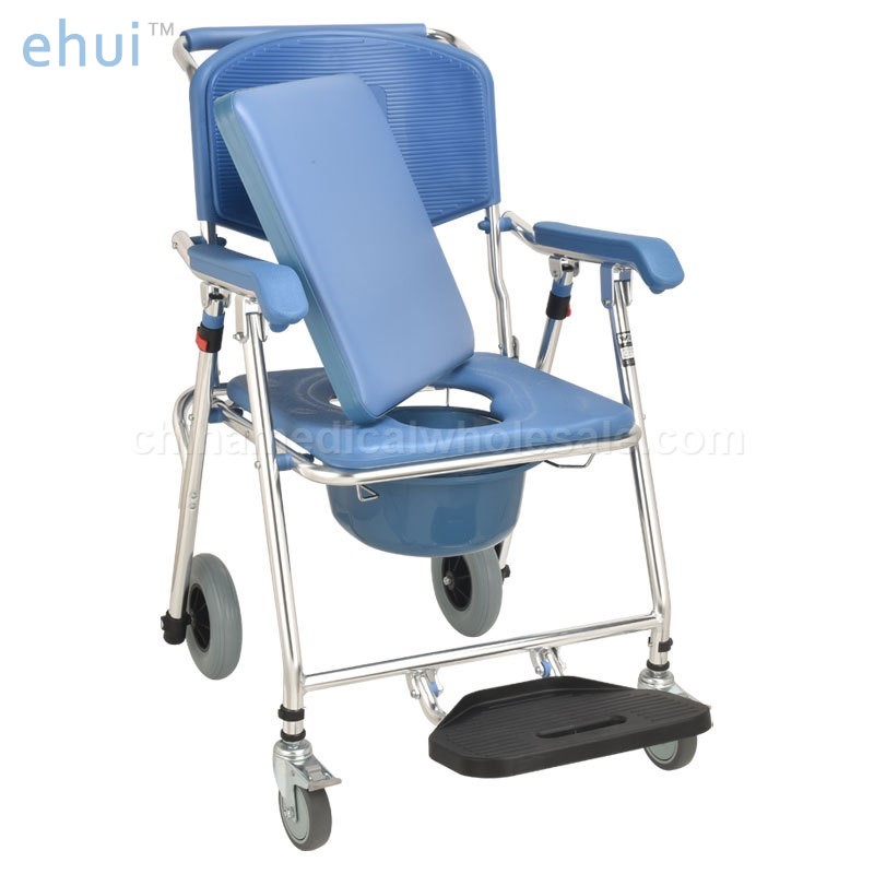 Aluminum alloy belt wheel folding mobile bath chair