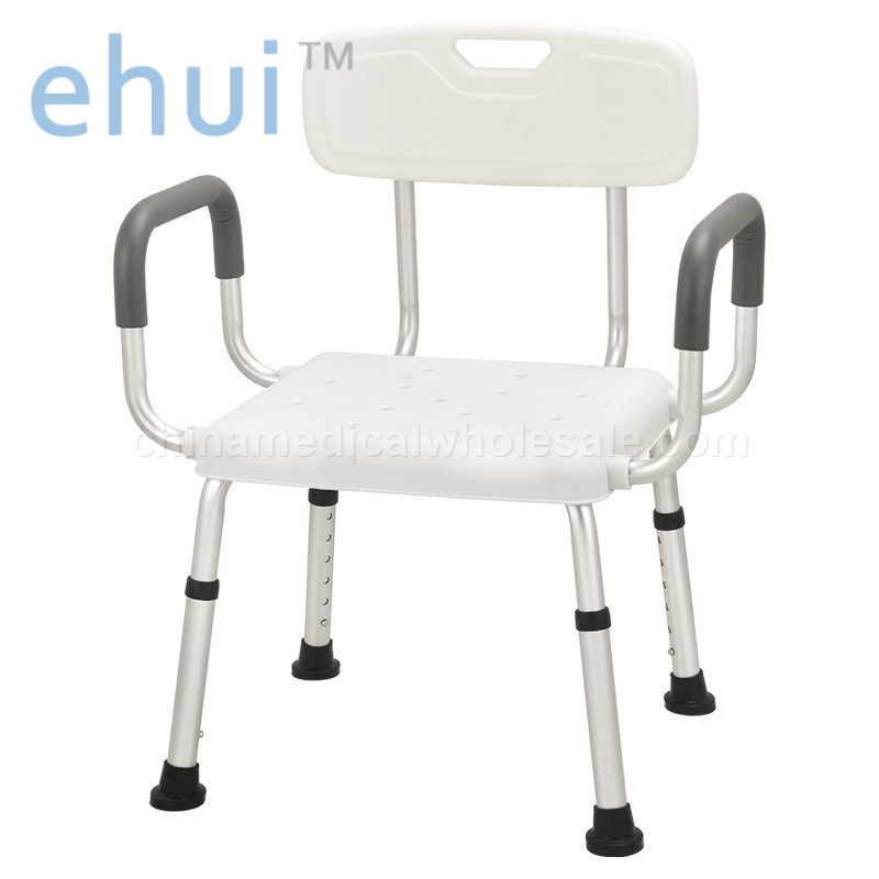 Aluminum alloy bath chair with armrest and backrest