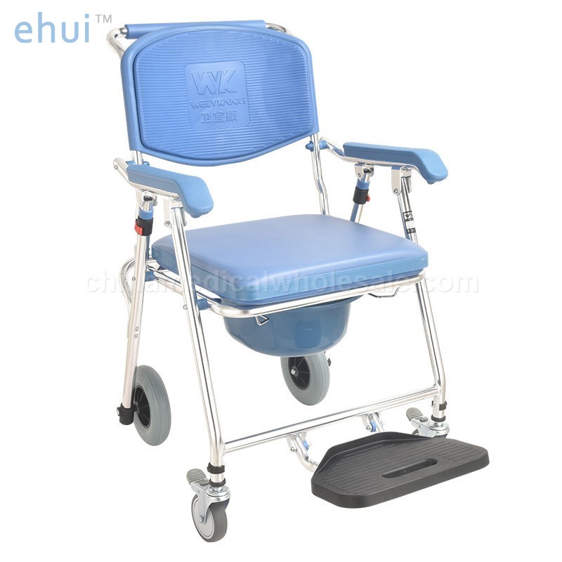 Aluminum alloy belt wheel folding mobile bath chair