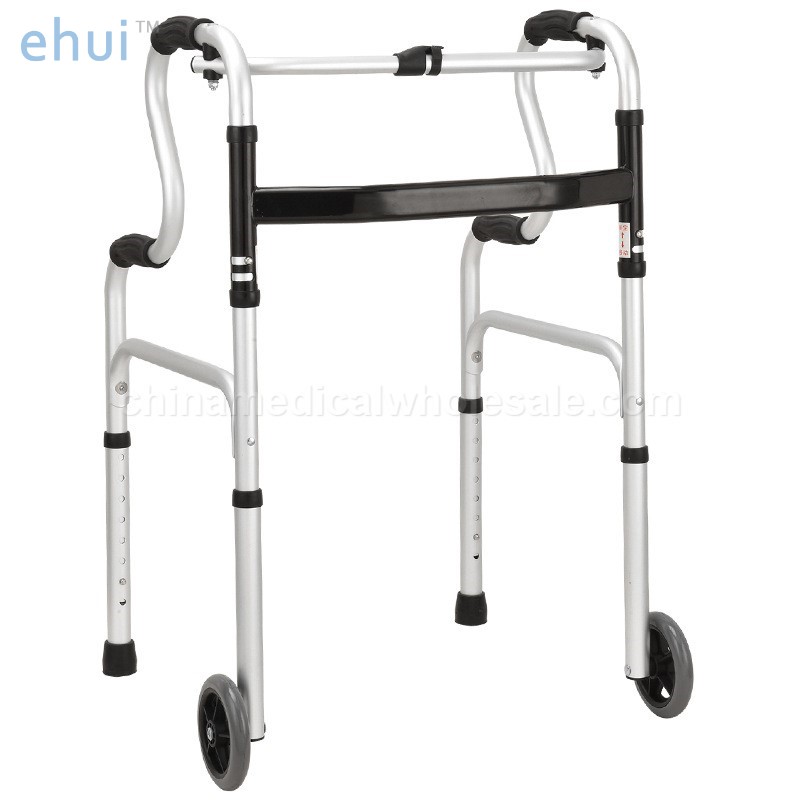 Portable folding walker for rehabilitation belt wheel assisted sitting crane