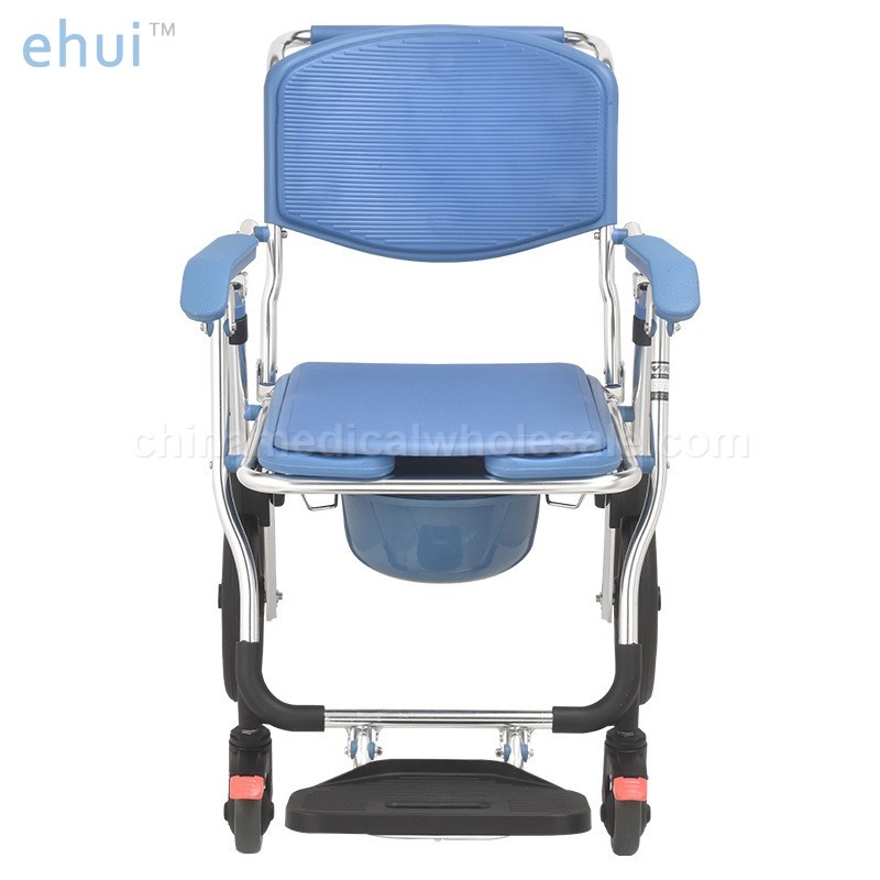 Reinforced wheeled armrest reversible indoor mobile hemiplegic toilet chair