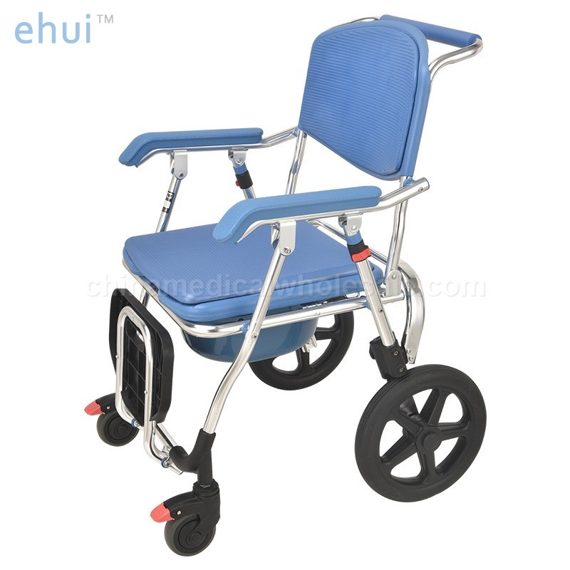 Reinforced wheeled armrest reversible indoor mobile hemiplegic toilet chair