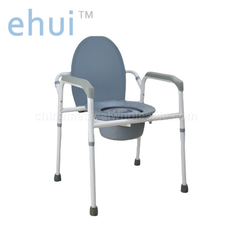 Portable folding steel pipe toilet chair