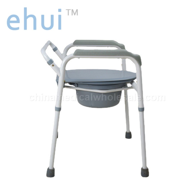 Portable folding steel pipe toilet chair