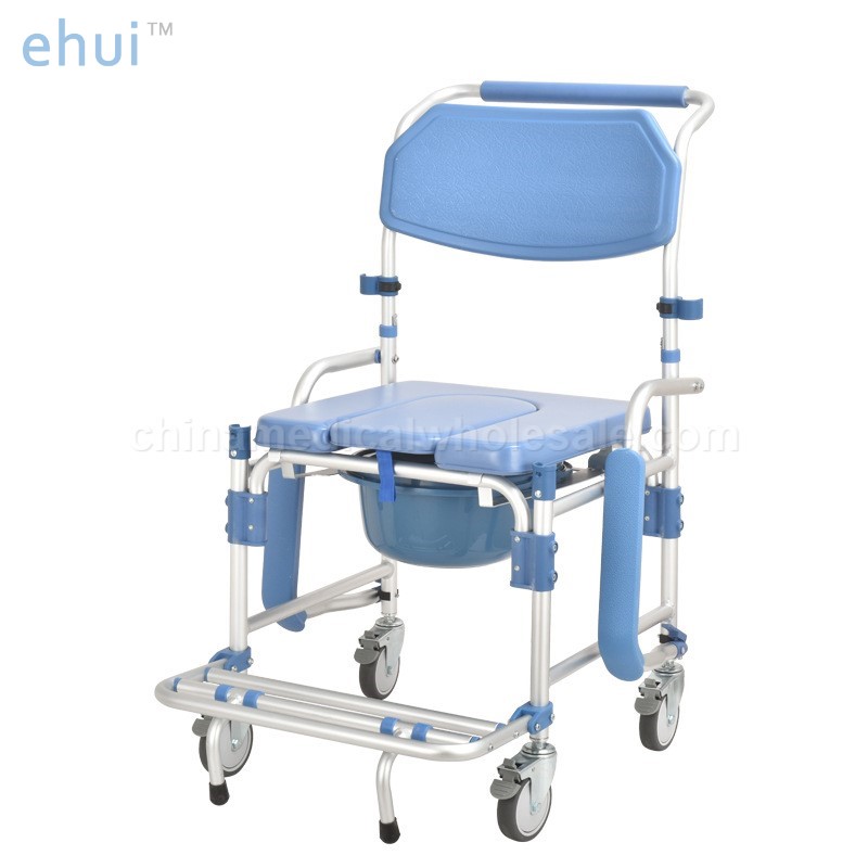 Direct selling aluminum alloy belt wheel movable seat toilet chair