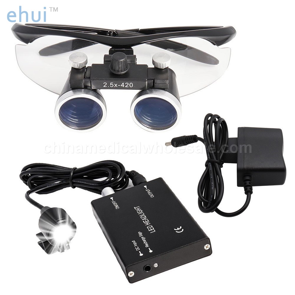 Black headlamp with zipper bag set binocular magnifying glass