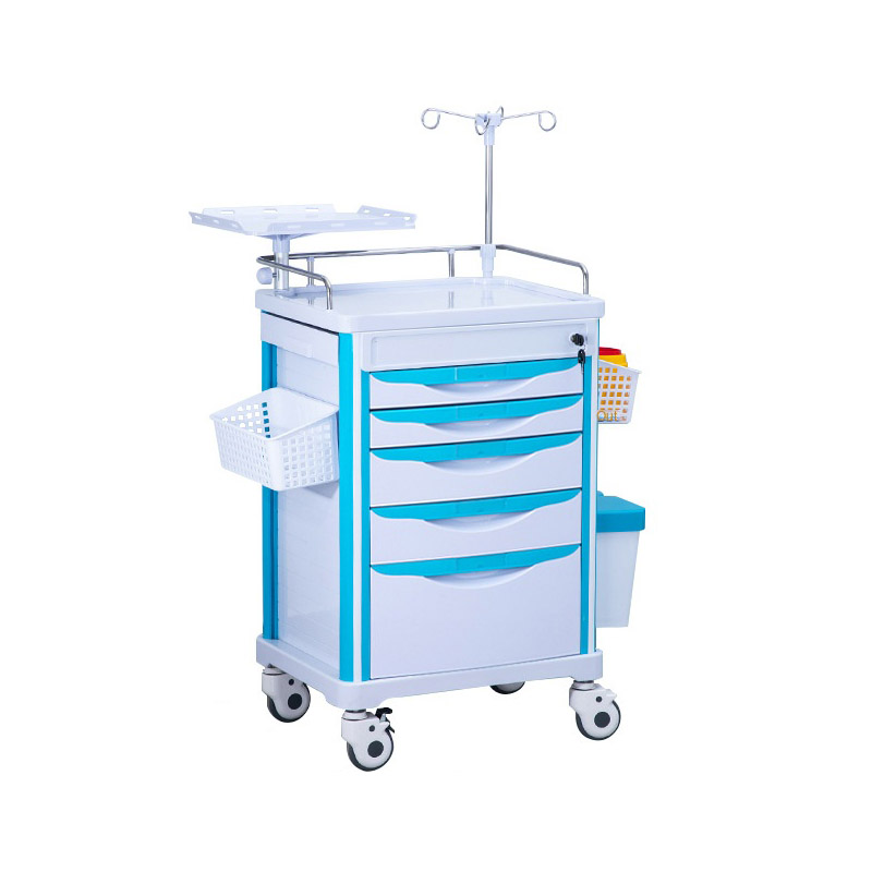 Supply ABS Resuscitation Cart 5 Drawer Medical Multi-Purpose Cart Manufacturer