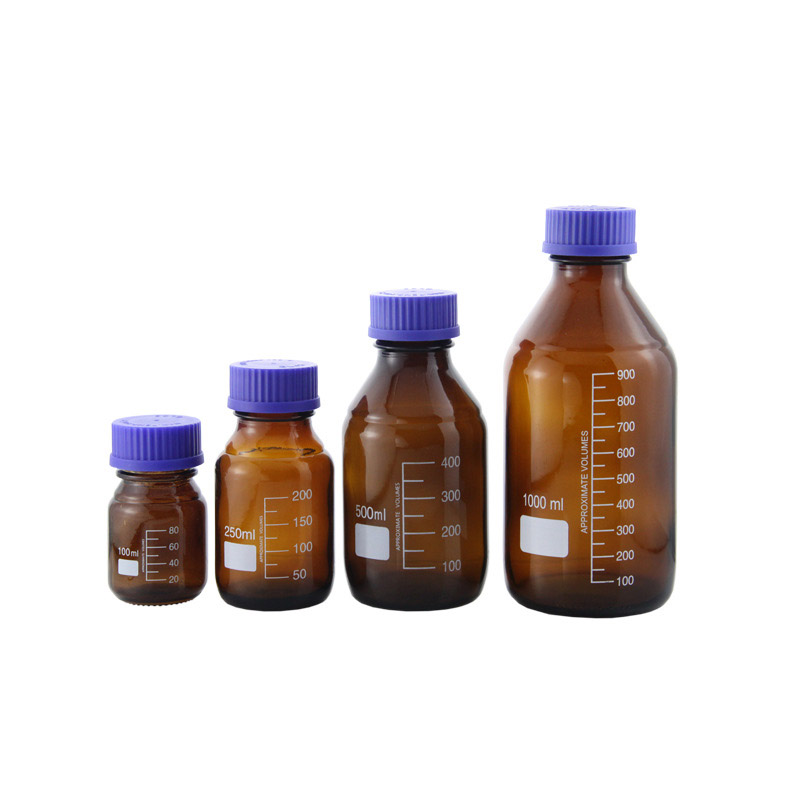 Brown blue cap screw-top bottle laboratory glass bottle 500ml