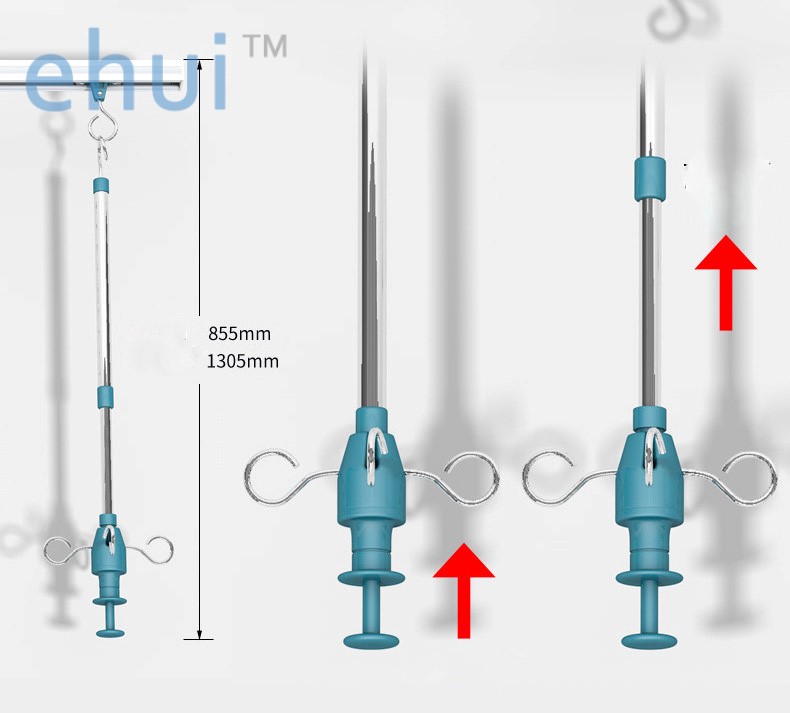 Telescopic stainless steel infusion boom with bottle sleeve for hospital use