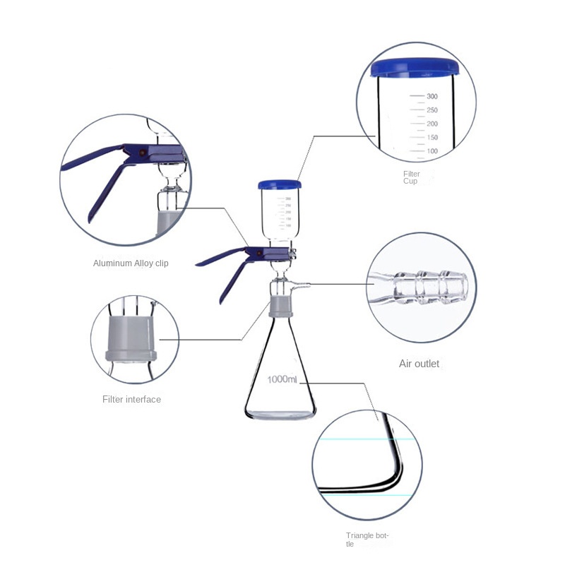 1000ml sand core filtration device solvent filter glass instrument