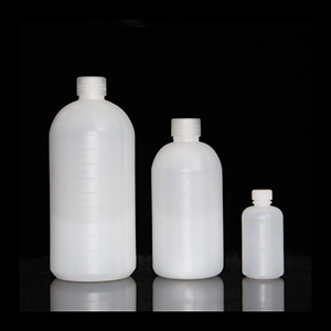 Plastic small mouth bottle graduated plastic bottle liquid sample bottle with inner cap