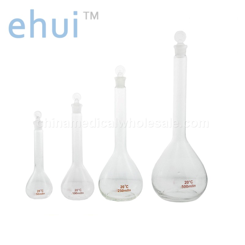 White volumetric flask grade B 50ml clear glass volumetric flask