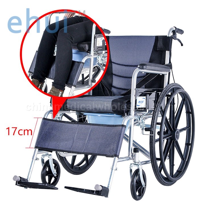 Folding lightweight wheelchair with commode elderly disabled cart