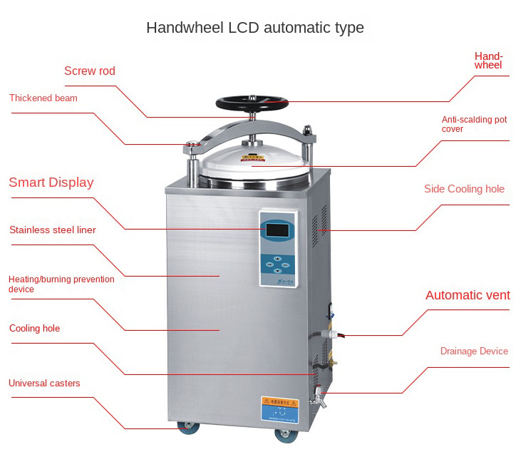 Vertical pressure steam medical sterilizer autoclave sterilizer 50 liter sterilizer