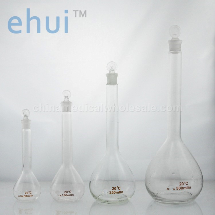 White volumetric flask grade B 50ml clear glass volumetric flask