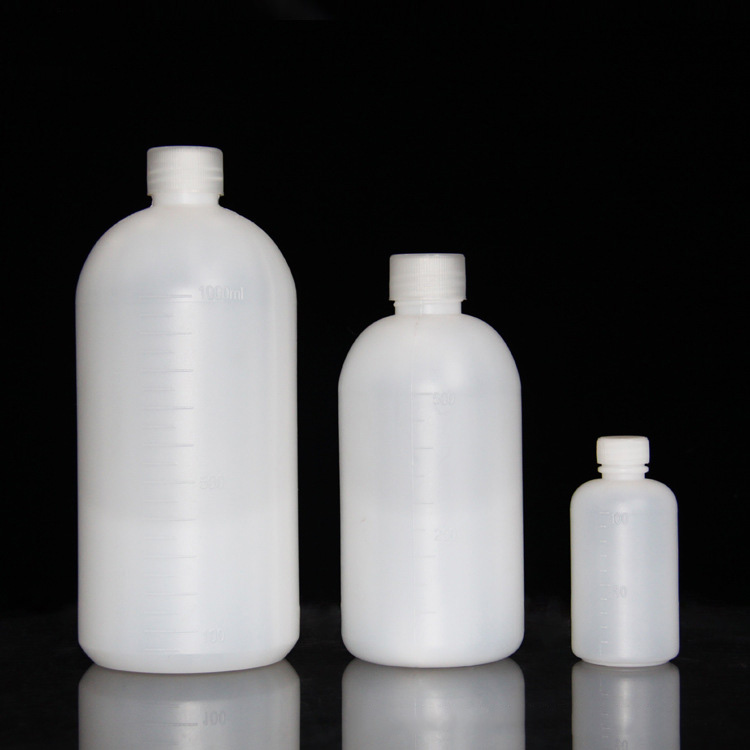 Plastic small mouth bottle graduated plastic bottle liquid sample bottle with inner cap