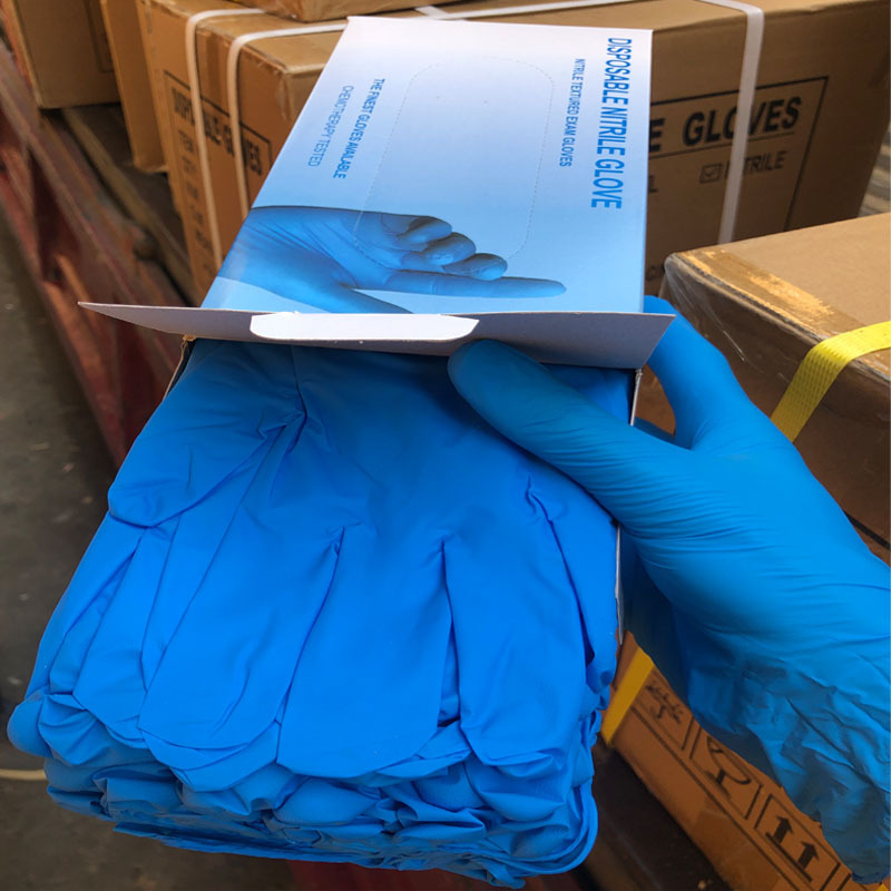 Disposable blue nitrile gloves powder-free food grade nitrile rubber gloves