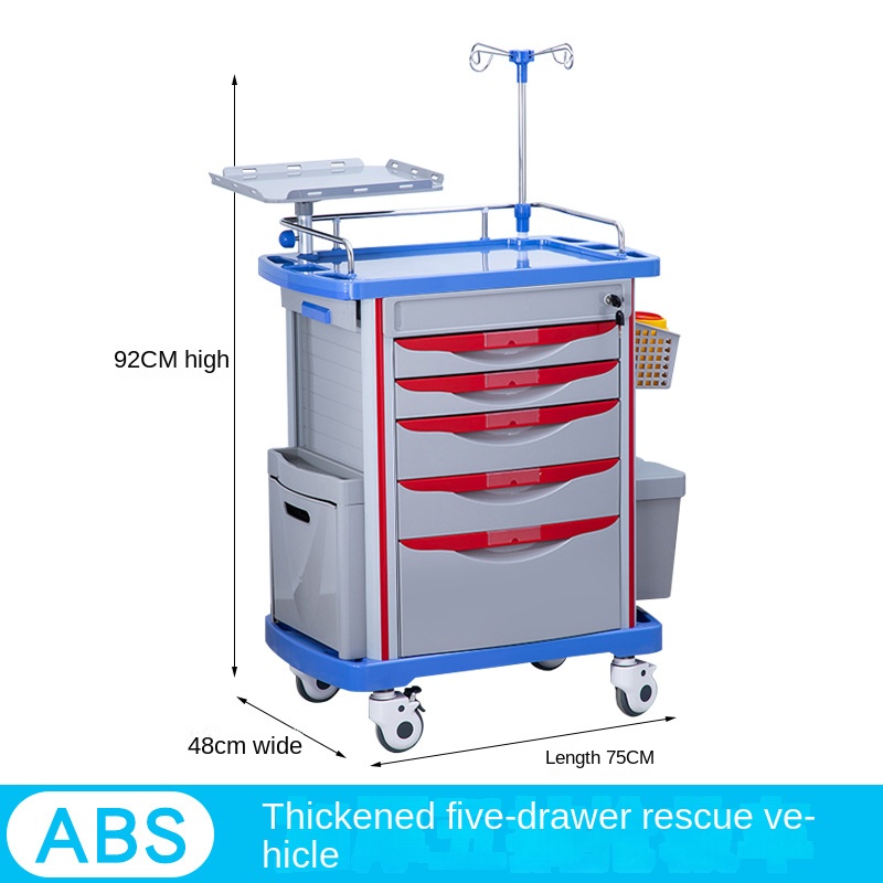 ABS Resuscitation Cart Multifunctional Medical Supplies Trolley Manufacturer