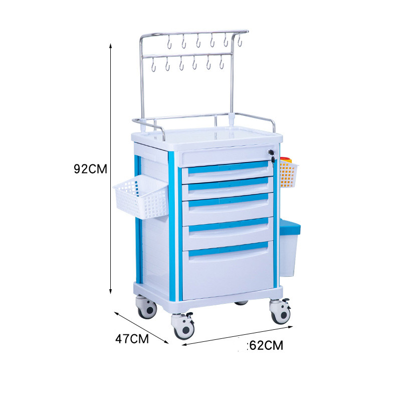 Supply ABS Infusion Trolley 5 Drawer Medical Utility Cart Manufacturer