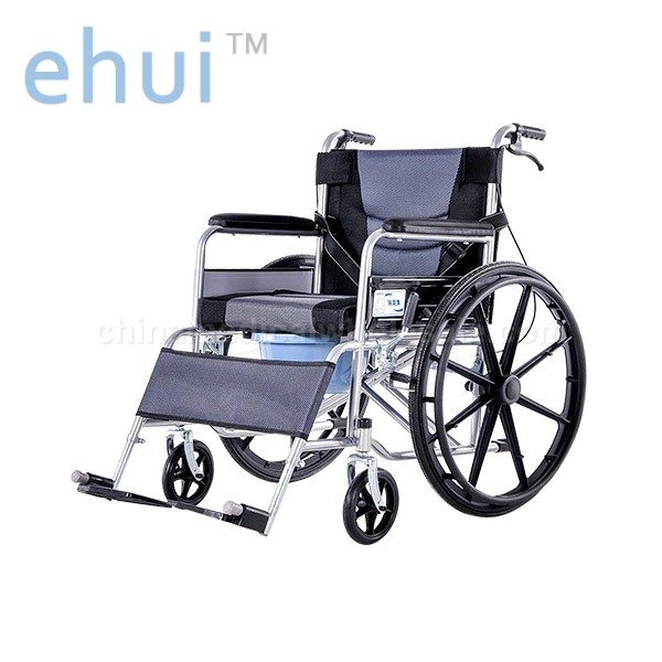 Folding lightweight wheelchair with commode elderly disabled cart