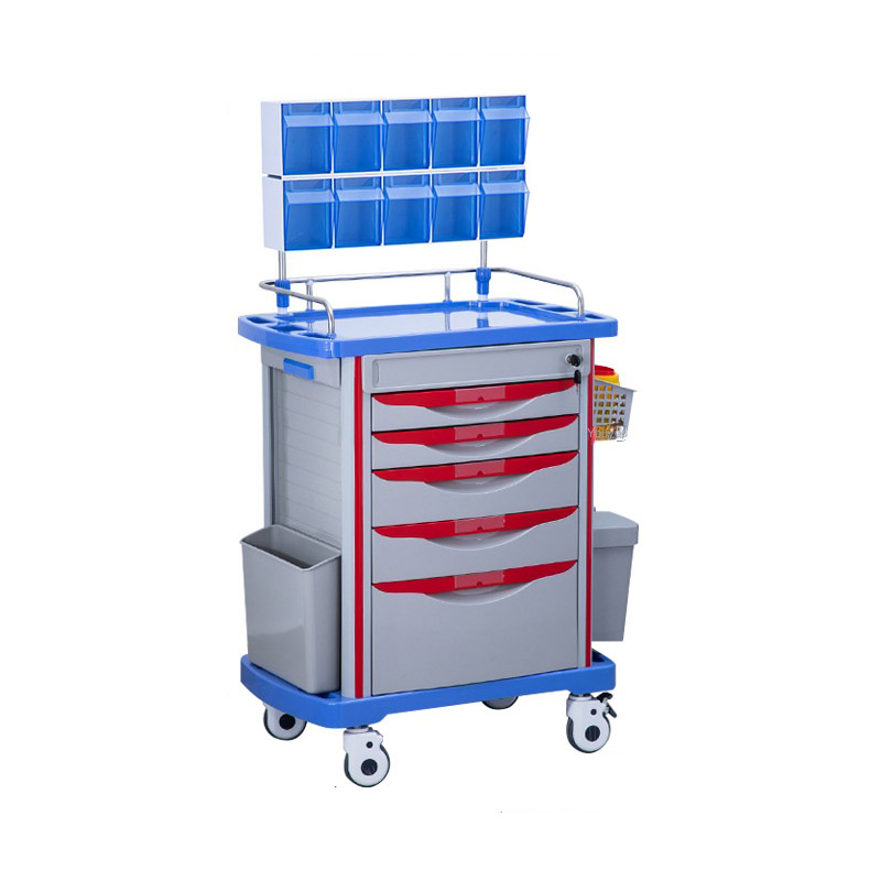 Supply ABS double row anesthesia trolley medical multi-function trolley manufacturer