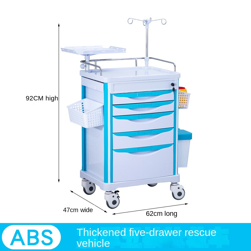 Supply ABS Resuscitation Cart 5 Drawer Medical Multi-Purpose Cart Manufacturer